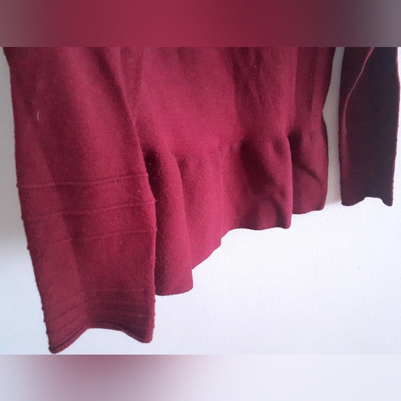 Ann Taylor burgundy peplum sweater - Picture 7 of 16